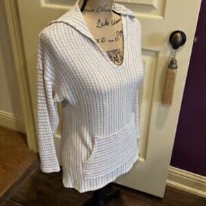 Paper Crane Anthropologie Cream Gray Beige Waffle Hoodie Sweater